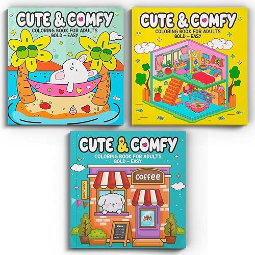 Livro Coleção Cute & Comfy Coloring Book for Adults Special - Bold Easy ...